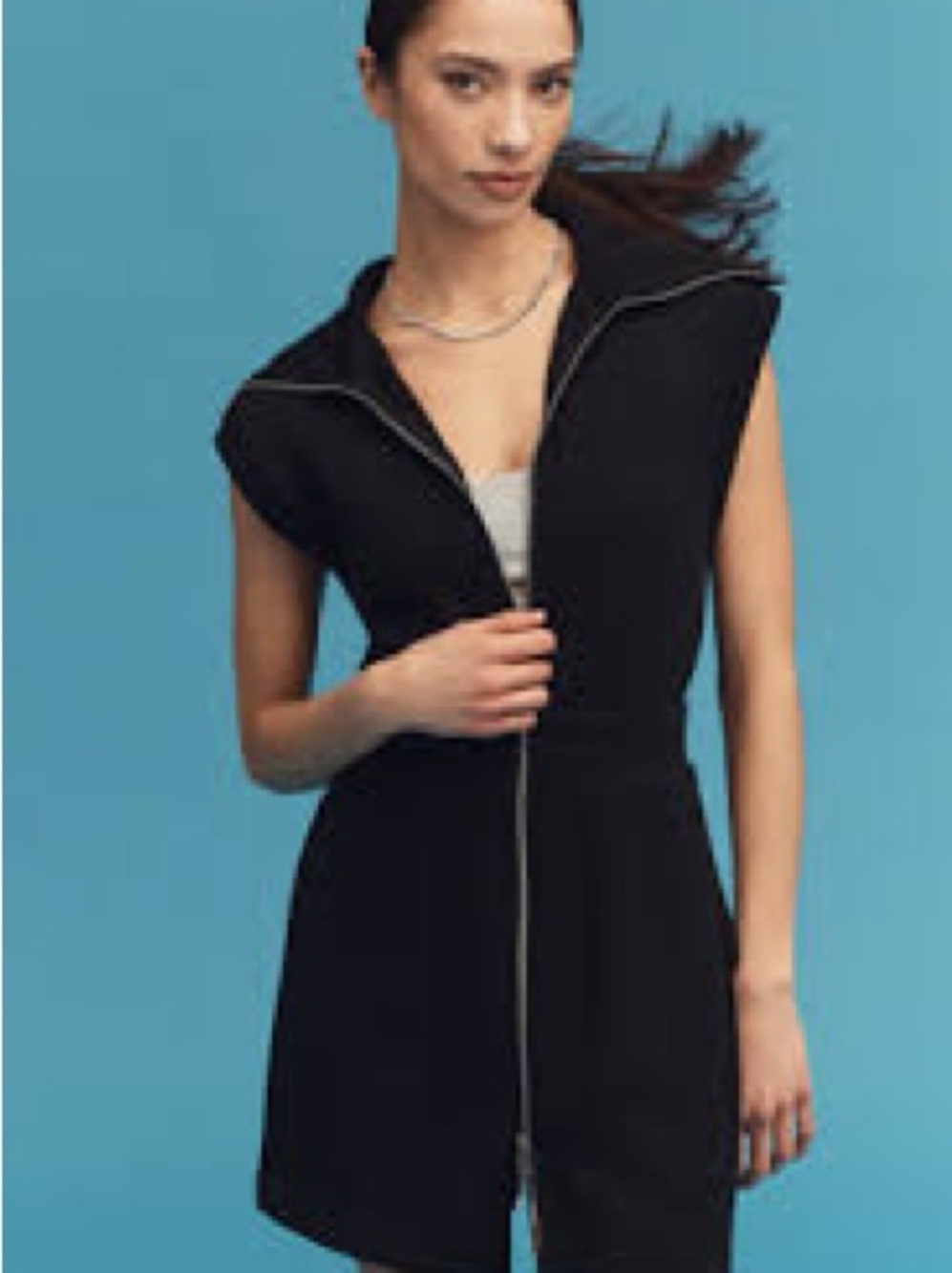 Varley Doublesoft Rebecca Zip Through Black Dress Sz XL